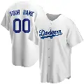 Men's No.00 Custom Los Angeles Dodgers White Replica Home Jersey