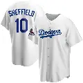 Men's No.10 Gary Sheffield Los Angeles Dodgers White Replica Home 2024 World Series Champions Jersey