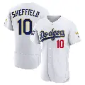 Men's No.10 Gary Sheffield Los Angeles Dodgers White/Gold Authentic 2021 Gold Program Player Jersey