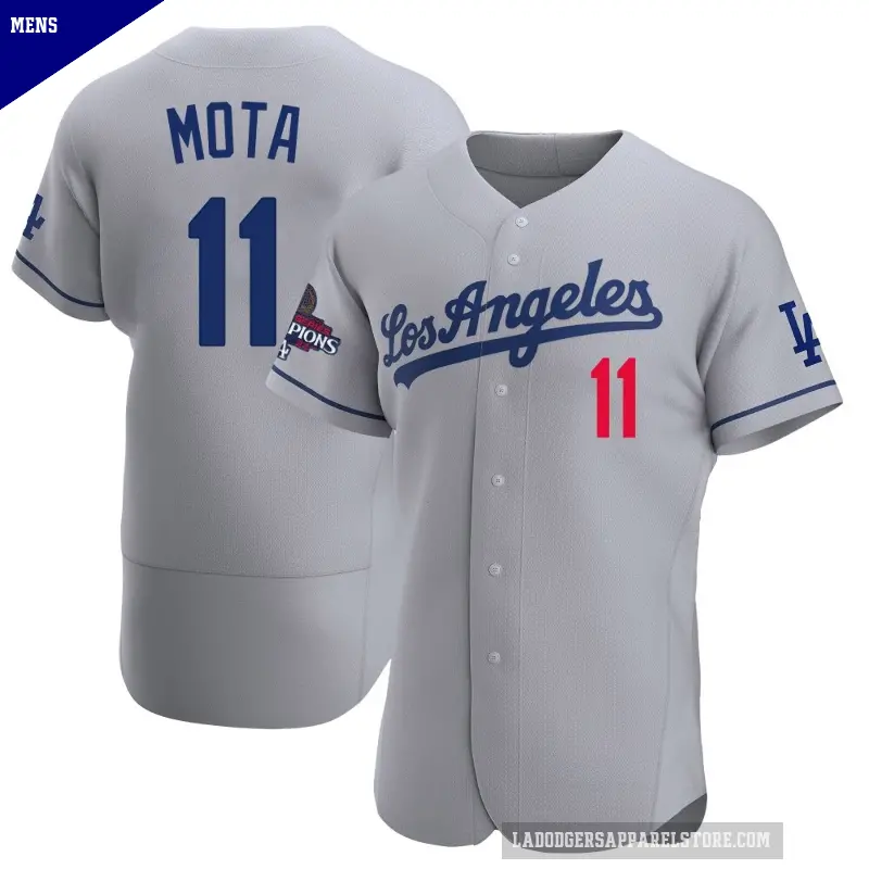 Men's No.11 Manny Mota Los Angeles Dodgers Gray Authentic Away Official 2024 World Series Champions Jersey