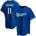 Men's No.11 Roki Sasaki Los Angeles Dodgers Royal Replica Alternate 2024 World Series Champions Jersey