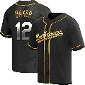 Men's No.12 Dusty Baker Los Angeles Dodgers Gold Replica Black en Alternate Jersey