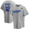 Men's No.12 Dusty Baker Los Angeles Dodgers Gray Replica Road 2024 World Series Jersey