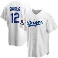 Men's No.12 Dusty Baker Los Angeles Dodgers White Replica Home 2024 World Series Champions Jersey