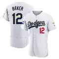 Men's No.12 Dusty Baker Los Angeles Dodgers White/Gold Authentic 2021 Gold Program Player Jersey