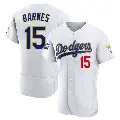 Men's No.15 Austin Barnes Los Angeles Dodgers White/Gold Authentic 2021 Gold Program Player Jersey