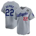 Men's No.22 Bill Buckner Los Angeles Dodgers Gray Limited Away 2024 World Series Jersey
