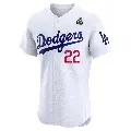Men's No.22 Brett Butler Los Angeles Dodgers White Elite Home 2024 World Series Jersey