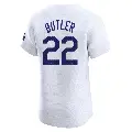 Men's No.22 Brett Butler Los Angeles Dodgers White Elite Home 2024 World Series Jersey