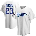 Men's No.23 Kirk Gibson Los Angeles Dodgers White Replica Home 2024 World Series Champions Jersey