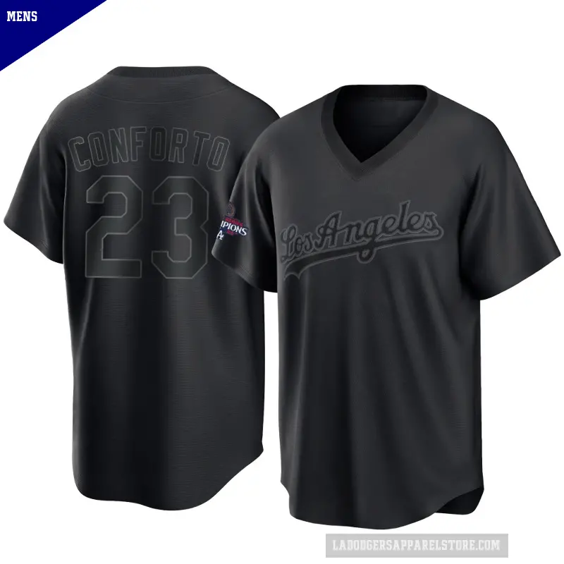 Men's No.23 Michael Conforto Los Angeles Dodgers Black Replica Pitch Fashion 2024 World Series Champions Jersey