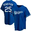 Men's No.25 Rickey Henderson Los Angeles Dodgers Royal Replica Alternate 2024 World Series Champions Jersey