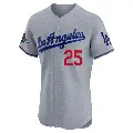 Men's No.25 Tommy Edman Los Angeles Dodgers Gray Elite Road World Series Champions Jersey