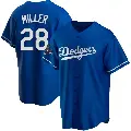 Men's No.28 Bobby Miller Los Angeles Dodgers Royal Replica Alternate 2024 World Series Champions Jersey