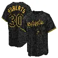 Men's No.30 Dave Roberts Los Angeles Dodgers Black Replica Snake Skin City Jersey