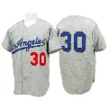 Men's No.30 Maury Wills Los Angeles Dodgers Grey Replica 1963 Throwback Jersey