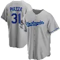 Men's No.31 Mike Piazza Los Angeles Dodgers Gray Replica Road 2024 World Series Champions Jersey