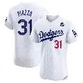 Men's No.31 Mike Piazza Los Angeles Dodgers White Elite Home 2024 World Series Jersey