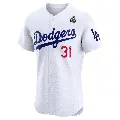 Men's No.31 Mike Piazza Los Angeles Dodgers White Elite Home 2024 World Series Jersey