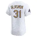 Men's No.31 Tyler Glasnow Los Angeles Dodgers Gold Elite White 2025 Collection Jersey