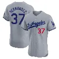 Men's No.37 Teoscar Hernandez Los Angeles Dodgers Gray Elite Road Jersey