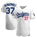 Men's No.37 Teoscar Hernandez Los Angeles Dodgers White Authentic Home Official 2024 World Series Champions Jersey