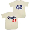 Men's No.42 Jackie Robinson Los Angeles Dodgers Cream Replica Throwback Jersey