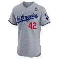 Men's No.42 Jackie Robinson Los Angeles Dodgers Gray Elite Road 2024 World Series Jersey