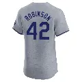 Men's No.42 Jackie Robinson Los Angeles Dodgers Gray Elite Road 2024 World Series Jersey