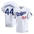 Men's No.44 Darryl Strawberry Los Angeles Dodgers White Limited Home 2024 World Series Champions Jersey