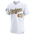 Men's No.49 Blake Treinen Los Angeles Dodgers Gold Elite White 2025 Collection Jersey