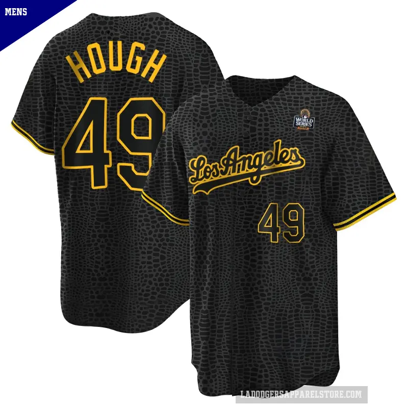 Men's No.49 Charlie Hough Los Angeles Dodgers Black Replica Snake Skin City 2024 World Series Jersey