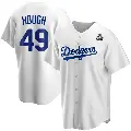 Men's No.49 Charlie Hough Los Angeles Dodgers White Replica Home 2024 World Series Jersey