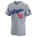 Men's No.50 Mookie Betts Los Angeles Dodgers Gray Elite Road Jersey