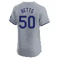Men's No.50 Mookie Betts Los Angeles Dodgers Gray Elite Road Jersey