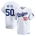 Men's No.50 Mookie Betts Los Angeles Dodgers White Limited Home 2024 World Series Champions Jersey