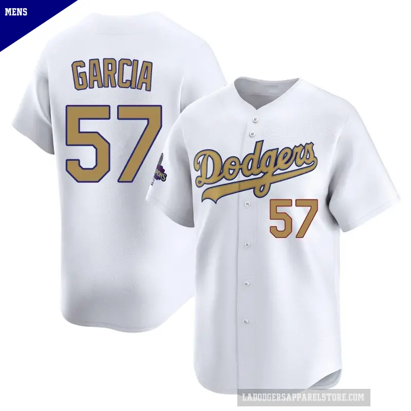 Men's No.57 Luis Garcia Los Angeles Dodgers Gold Limited White 2025 Collection Jersey