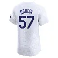 Men's No.57 Luis Garcia Los Angeles Dodgers White Elite Home Jersey