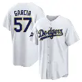 Men's No.57 Luis Garcia Los Angeles Dodgers White/Gold Replica 2021 Gold Program Player Jersey
