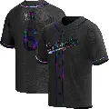 Men's No.6 Hyeseong Kim Los Angeles Dodgers Black Replica Holographic Alternate Jersey
