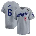 Men's No.6 Hyeseong Kim Los Angeles Dodgers Gray Limited Away 2024 World Series Jersey