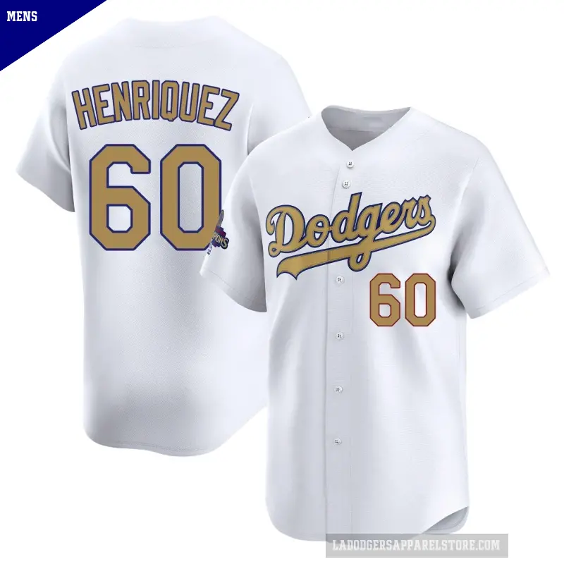 Men's No.60 Edgardo Henriquez Los Angeles Dodgers Gold Limited White 2025 Collection Jersey