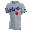 Men's No.60 Edgardo Henriquez Los Angeles Dodgers Gray Elite Road World Series Champions Jersey