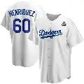 Men's No.60 Edgardo Henriquez Los Angeles Dodgers White Replica Home 2024 World Series Jersey