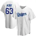 Men's No.63 Kyle Hurt Los Angeles Dodgers White Replica Home Jersey
