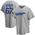 Men's No.67 Vin Scully Los Angeles Dodgers Gray Replica Road 2024 World Series Champions Jersey