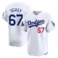 Men's No.67 Vin Scully Los Angeles Dodgers White Limited Home 2024 World Series Champions Jersey