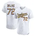 Men's No.72 Miguel Rojas Los Angeles Dodgers Gold Elite White 2025 Collection Jersey