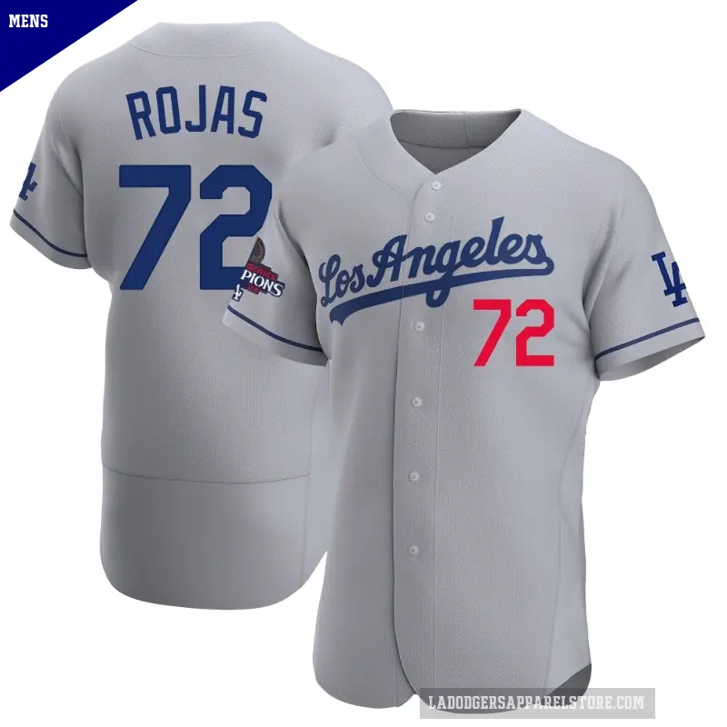 Men's No.72 Miguel Rojas Los Angeles Dodgers Gray Authentic Away Official 2024 World Series Champions Jersey