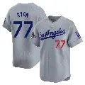 Men's No.77 River Ryan Los Angeles Dodgers Gray Limited Away World Series Champions Jersey